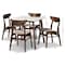 Baxton Studio Paras Mid-Century Transitional Light Beige Fabric and Walnut Brown Finished Wood 5-PC Dining Set 178-10809-11082-Zoro - alternate 7